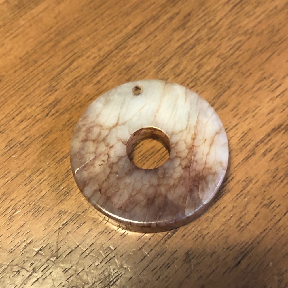 Unbranded Brown Marble-Pattern Donut Pendant. Jasper pendant.